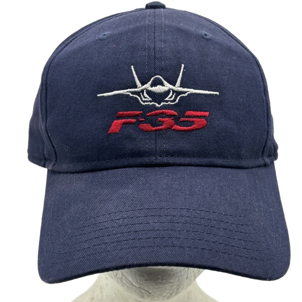 F-35 Fighter Jet Embroidered Hat Navy Blue Adjustable Cap Otto Brand One Size